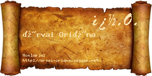Árvai Oriána névjegykártya